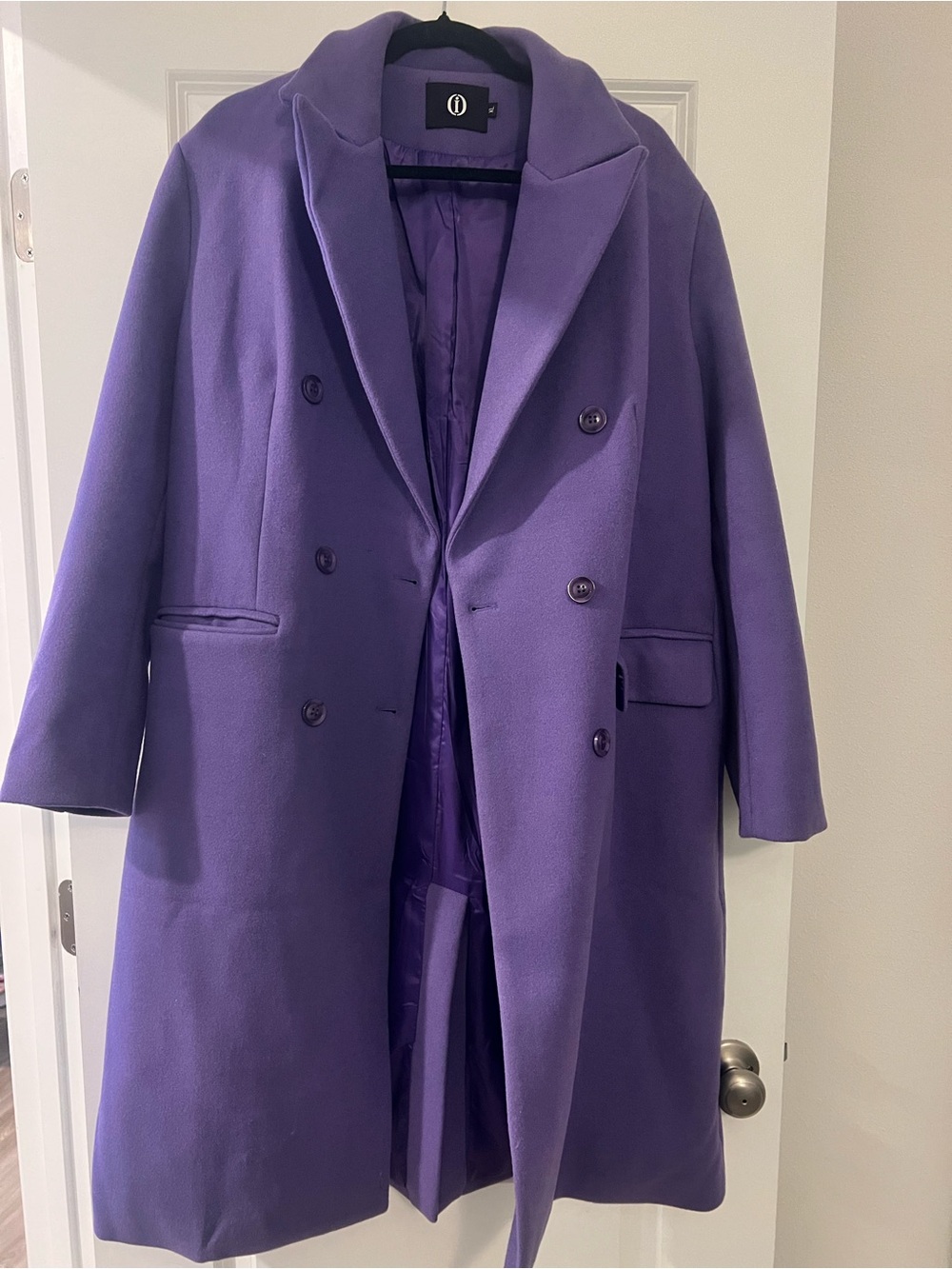 ICON Purple Wool Coat with Peak Lapels